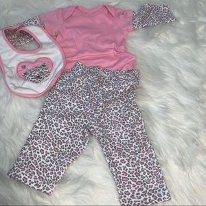 Pink leopard matching set — 3-6 months